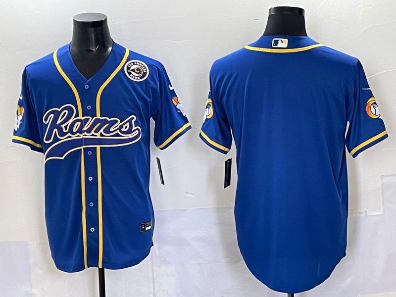 Men 2025 Los Angeles Rams Blank Blue Second generation joint name Nike Limited NFL Jersey style 02->milwaukee brewers->MLB Jersey